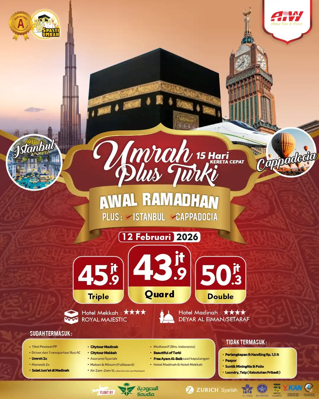 AWAL RAMADHAN PLUS ISTANBUL+CAPPADOCIA 15HR (KERETA CEPAT)